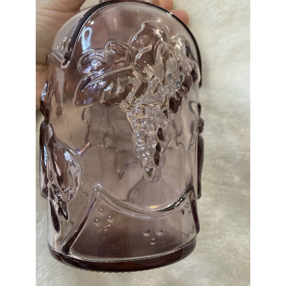 vintage 1980s Libbey of Canada embossed fruit glass decanter Purple Victorian 3D - Picture 3 of 11